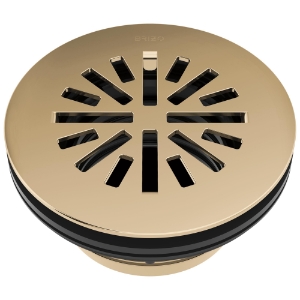 Brizo® BT051414-PG Round Shower Drain, 4 in Nominal, Brass Drain, Polished Gold