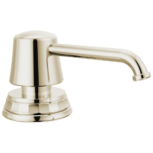 Brizo® RP101658PN Soap Dispenser, 15 oz Capacity, 5 in OAL, Deck Mounting, Brass, Polished Nickel