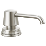Brizo® RP101658SS Soap Dispenser, 15 oz Capacity, 5 in OAL, Deck Mounting, Brass, Stainless