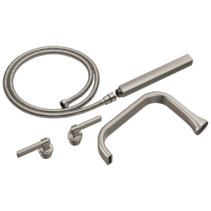 Brizo® T70368-NK Tub Filler Trim, 1.75 gpm Flow Rate, 8 in Center, Luxe Nickel, 3 Handles