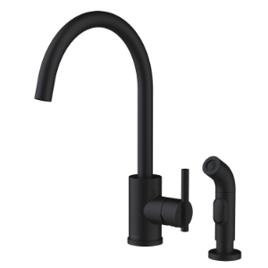 Gerber® D401058BS Parma Single Handle Faucet, 2.2 gpm Flow Rate, Gooseneck Spout, Satin Black, 1 Handle