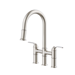 Gerber® d434437ss Kinzie Two Handle Kitchen Faucet, 1.75 gpm Flow Rate, Stainless Steel, 2 Handles, 3 Faucet Holes
