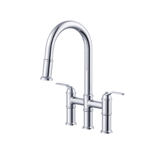 Gerber® d434437 Kinzie Two Handle Kitchen Faucet, 1.75 gpm Flow Rate, Chrome, 2 Handles, 3 Faucet Holes