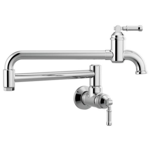 DELTA® 1190LFL-PN 1190LFL Broderick™ Pot Filler, 4 gpm Flow Rate, Dual Jointed Swivel Spout, Polished Nickel, 2 Handles
