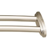 Creative Specialties® DN2141NL Adjustable Double Curved Shower Rod, 1 in Dia x 5 ft L Rod/Track, 430 Stainless Steel, Polished Nickel