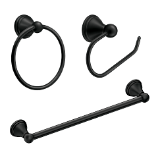 Moen® DN8433BL DN8433 Preston Towel Bar and Towel Ring, 2.75 in OAH x 6.75 in OAW x 10.46 in OAD, Zinc, Matte Black