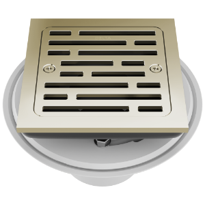 DELTA® DT062412-PN Square Shower Drain, 4 in Nominal, Polished Nickel