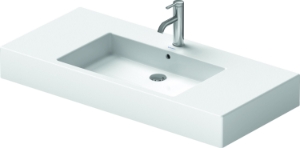 DURAVIT 03291000301 032910 Vero Vanity Sink, Rectangle Shape, 6.75 in H x 19.25 in W x 41.375 in x L, Wall Mounting, Ceramic, White with WonderGliss