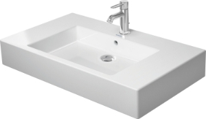 DURAVIT 03298500301 032985 Vero Vanity Sink, Rectangle Shape, 6.75 in H x 19.25 in W x 33.5 in x L, Wall Mounting, Ceramic, White with WonderGliss