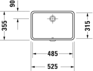 DURAVIT 0330480017 033048 Vero® Vanity Basin, Rectangle Shape, 6-1/4 in H x 12.375 in W x 19.125 L, Undermount Mounting, Ceramic, White