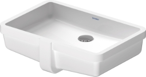 DURAVIT 0330480017 033048 Vero® Vanity Basin, Rectangle Shape, 6-1/4 in H x 12.375 in W x 19.125 L, Undermounting, Ceramic, White