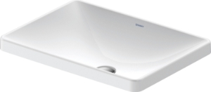 DURAVIT 03586000791 035860 D-Neo Vanity Basin, Rectangle Shape, 5.75 in H x 17.38 in W x 23.62 in L, Undermount Mounting, Ceramic, White with WonderGliss