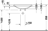 DURAVIT 0358600079 035860 D-Neo Vanity Basin, Rectangle Shape, 5.75 in H x 17.38 in W x 23.62 in L, Undermount Mounting, Ceramic, White