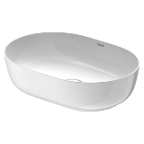DURAVIT 03795000001 Luv Washbowl, Oval Shape, 19-3/8 in L x 13-7/8 in W x 5-5/8 in H, Above Counter/Ground Mount, DuraCeram®, White with WonderGliss