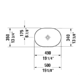 DURAVIT 0379500000 Luv Washbowl, Oval Shape, 19-3/8 in L x 13-7/8 in W x 5-5/8 in H, Above Counter/Ground Mount, DuraCeram®, White