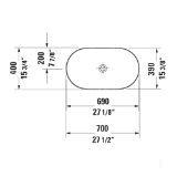 DURAVIT 0379700000 Luv Washbowl, Oval Shape, 27-1/4 in L x 15-3/4 in W x 5-5/8 in H, Above Counter/Ground Mount, DuraCeram®, White