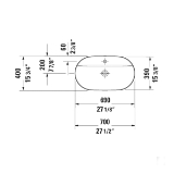 DURAVIT 0380700000 Luv Washbowl, Oval Shape, 27-1/4 in L x 15-3/4 in W x 5-5/8 in H, Above Counter/Ground Mount, DuraCeram®, White