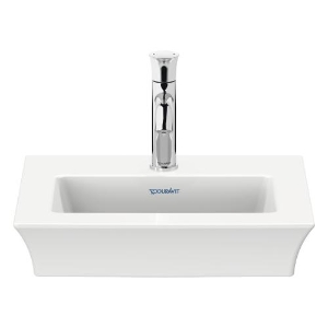 DURAVIT 07374500411 737450 Hand-Rinse Basin for Furniture, Rectangular Shape, 135 mm H x 450 mm W x 330 mm D, Wall Mounting, Ceramic, White with WonderGliss