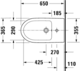 DURAVIT 22971000002 229710 Floor Standing Bidet, Duravit No.1, 15-3/4 in H Rim, White