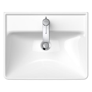 DURAVIT 23665500601 236655 D-Neo Washbasin, Rectangle Shape, 6.5 in H x 21.62 in W x 22 in L, Wall Mounting, Ceramic, White with WonderGliss