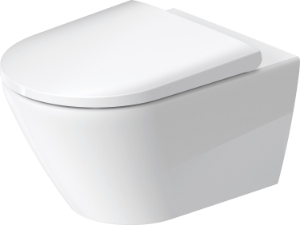 DURAVIT 2577092092 257709 Rimless Wall Mount Toilet, D-Neo, 1.28/0.8 gpf Flush Rate, White with HygieneGlaze