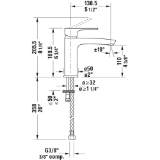 DURAVIT B11020002U10 B.1 Basin Mixer, 5.3 Lpm Flow Rate, 4-3/8 in H Spout, 1 Handle, 1 Faucet Hole, Polished Chrome