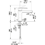 DURAVIT B21020002U10 B.2 Basin Mixer, 4.2 Lpm Flow Rate, 4-1/4 in H Spout, 1 Handle, 1 Faucet Hole, Polished Chrome