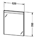 DURAVIT BR7001007076000 BR7001 Brioso Mirror, Rectangular Shape, 24.375 in L x 1.375 in W, LED Lamp, Concrete Gray Matte