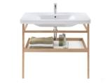 DURAVIT DS988309176 DS9883 DuraStyle Towel rail with shelf, 37 in L x 17.125 in THK, Floor Standing Mounting, European Oak