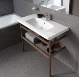 DURAVIT DS988309176 DS9883 DuraStyle Towel rail with shelf, 37 in L x 17.125 in THK, Floor Standing Mounting, European Oak