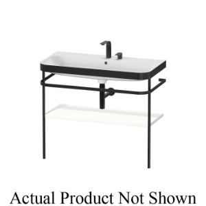 DURAVIT HP4738O3636 Happy D.2 Plus C-Bonded Furniture Washbasin With Metal Console and Overflow, C Shape, 38-1/2 in L x 19-3/8 in W x 33-1/2 in H, Floor Standing Mount, DuraCeram®, White Satin Matte
