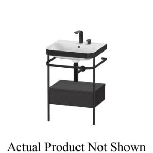 DURAVIT HP4740N8080 Happy D.2 Plus C-Bonded Furniture Washbasin With Metal Console and Overflow, C Shape, 22-3/4 in L x 19-3/8 in W x 33-1/2 in H, Floor Standing Mount, DuraCeram®, Graphite Super Matte