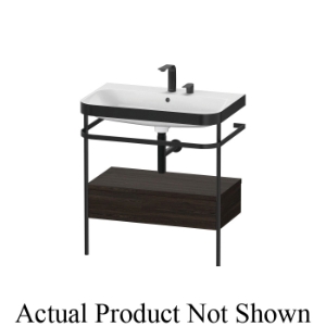 DURAVIT HP4742O6969 Happy D.2 Plus C-Bonded Furniture Washbasin With Metal Console and Overflow, C Shape, 30-5/8 in L x 19-3/8 in W x 33-1/2 in H, Floor Standing Mount, DuraCeram®, Brushed Walnut