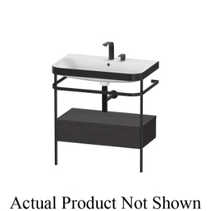 DURAVIT HP4742O8080 Happy D.2 Plus C-Bonded Furniture Washbasin with Metal Console and Overflow, C Shape, 30-5/8 in L x 19-3/8 in W x 33-1/2 in H, Floor Standing Mount, DuraCeram®