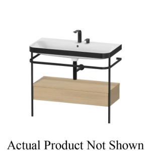 DURAVIT HP4743O7171 Happy D.2 Plus C-Bonded Furniture Washbasin With Metal Console and Overflow, C Shape, 38-1/2 in L x 19-3/8 in W x 33-1/2 in H, Floor Standing Mount, DuraCeram®, Mediterranean Oak