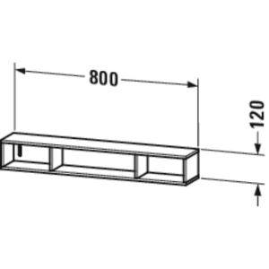 DURAVIT LC120008080 L-Cube Horizontal Shelf Element, 3 Shelves, 31-1/2 in OAL x 5-5/8 in OAD x 4-3/4 in OAH