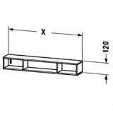 DURAVIT LC120008080 L-Cube Horizontal Shelf Element, 3 Shelves, 31-1/2 in OAL x 5-5/8 in OAD x 4-3/4 in OAH