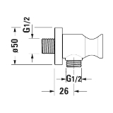 DURAVIT UV0630007U00 Wall Outlet With Round Escutcheon and Hand Shower Holder, G1/2 in Nominal