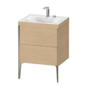 DURAVIT XV4709OB230P XV4709 Xviu C-bonded Vanity Unit, 24 in OAH x 18.875 in OAW x 23.625 in OAD, Floor/Wall Mounting, White Basin, Natural Oak Cabinet