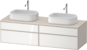 DURAVIT ZE4825B64830000 ZE4825B Zencha Vanity Unit, 17.401 in OAH x 62.992 in OAW x 21.653 in OAD, Wall Mounting, White/Taupe Cabinet