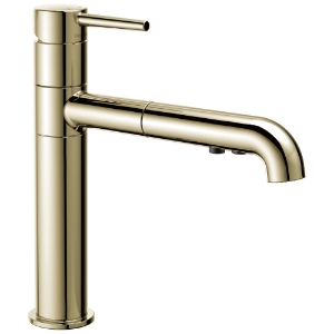 DELTA® 4159-PN-DST Trinsic Pull-Out Kitchen Faucet, 1.8 gpm Flow Rate, Polished Nickel, 1 Handle, 1/3 Faucet Holes