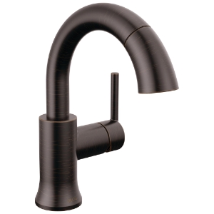 DELTA® 559HAR-RBPD-DST Trinsic® Single Handle Bathroom Faucet, 1.2 gpm Flow Rate, 5-3/4 in H Spout, 1 Handle, Metal Pop-Up Drain, 1 or 3 Faucet Holes, Venetian Bronze