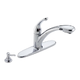 DELTA® 470-PROMO-DST Signature™ Kitchen Faucet, 1.8 gpm Flow Rate, Swivel Spout, Chrome, 1 Handle, 3 Faucet Holes