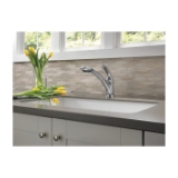 DELTA® 470-PROMO-DST Signature™ Kitchen Faucet, 1.8 gpm Flow Rate, Swivel Spout, Chrome, 1 Handle, 3 Faucet Holes