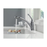 DELTA® 470-PROMO-DST Signature™ Kitchen Faucet, 1.8 gpm Flow Rate, Swivel Spout, Chrome, 1 Handle, 3 Faucet Holes