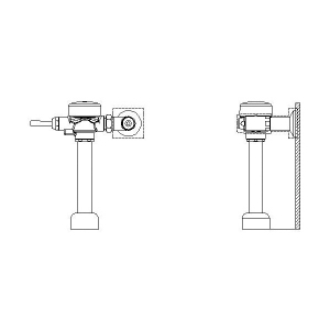 DELTA® Teck® 81T201-30-48 Exposed Manual Flush Valve with Sloan Tail, 25 gpm, 1-1/2 in Inlet, 1-1/2 in Spud, 25 psi, Chrome