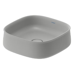 DURAVIT 2373426779 237342 Zencha Vessel Sink, Square Shape, 16-1/2 in W x 16-1/2 in L, Ground Mounting, Gray Satin Matte