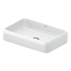 DURAVIT 2383600079 238360 Qatego Vessel Sink, Rectangular Shape, 4-1/8 in H x 23-5/8 in W x 15-3/4 in L, Ground Mounting, White High Gloss