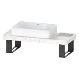 DURAVIT D4800400 D4800 Qatego Sink, Rectangular Shape, 15.75 in H x 39.375 in W x 17.75 in L, Wall Mounting, Stone, Cararra Marble