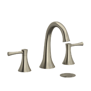 RIOBEL ED08LBN ED08L Edge Bathroom Faucet, 1.2 gpm Flow Rate, 7-1/4 in H Spout, 8 to 16 in Center, Brushed Nickel, 2 Handles, Push Button Drain